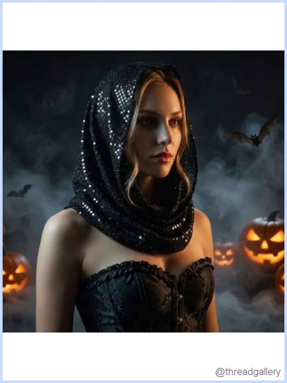 Sequin Rave Hood Scarf for Women Festival Party Accessory